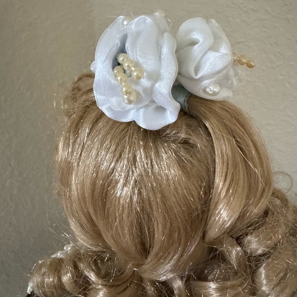 Standing Porcelain Victorian Doll with Stand, 17 inches Tall - Picture 8 of 10